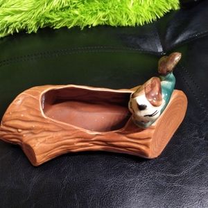 Elf on a log planter dish